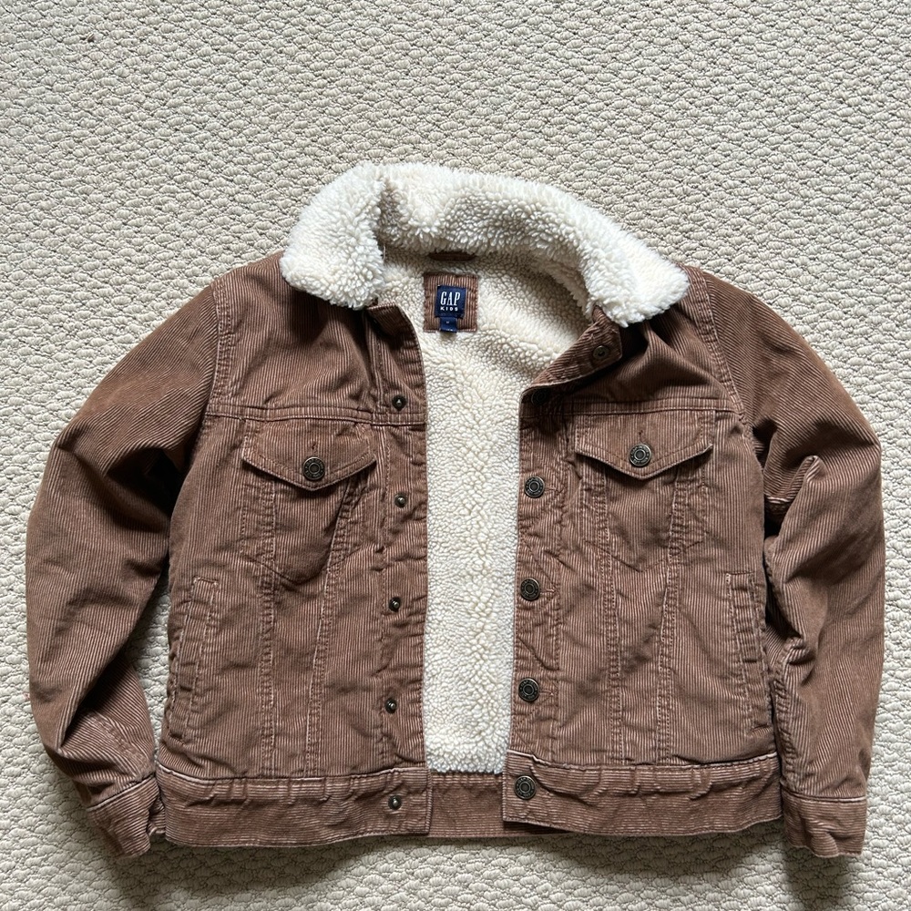 Gap kids Boys Corduroy Medium Button Up Jacket Fuzzy Interior